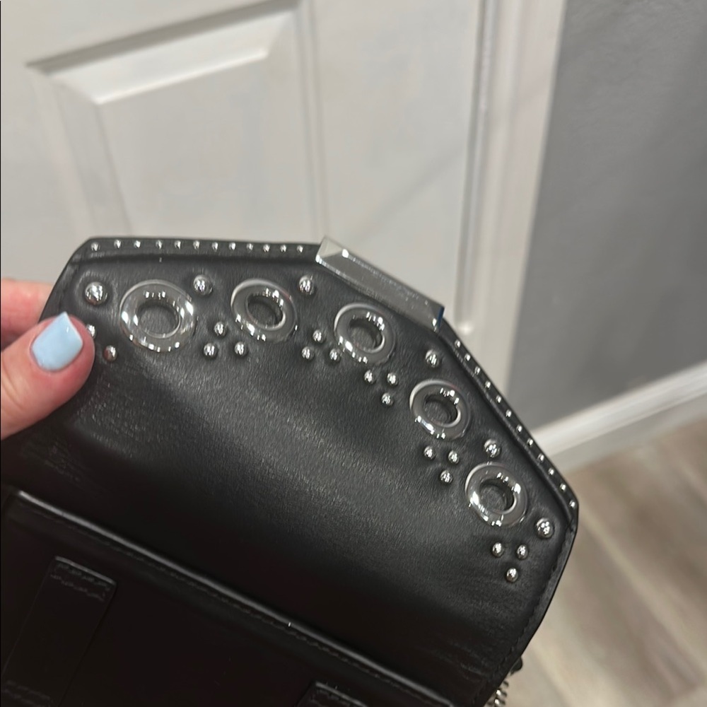 Michael Kors Mini Black and Silver Bag with Chain Details - Picture 7 of 8